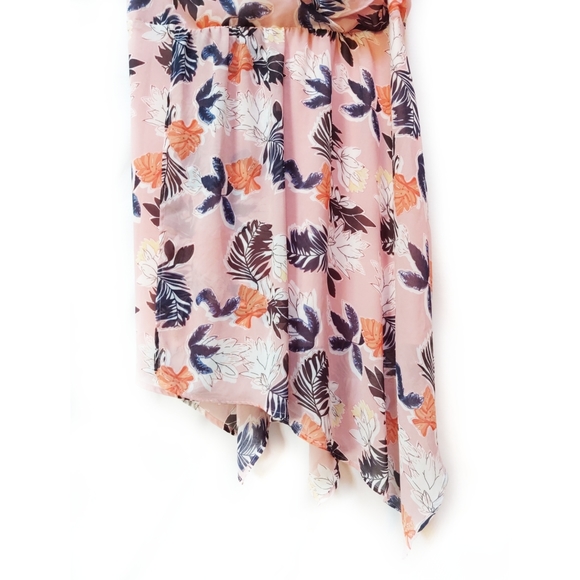 A New Day Pink Floral Chiffon Dress Asymmetrical Surplice Bodice Size XXL - Picture 3 of 7